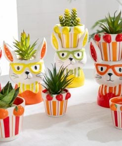 Flowerpot 2 Part Rabbit Assortment Of 3 Pieces