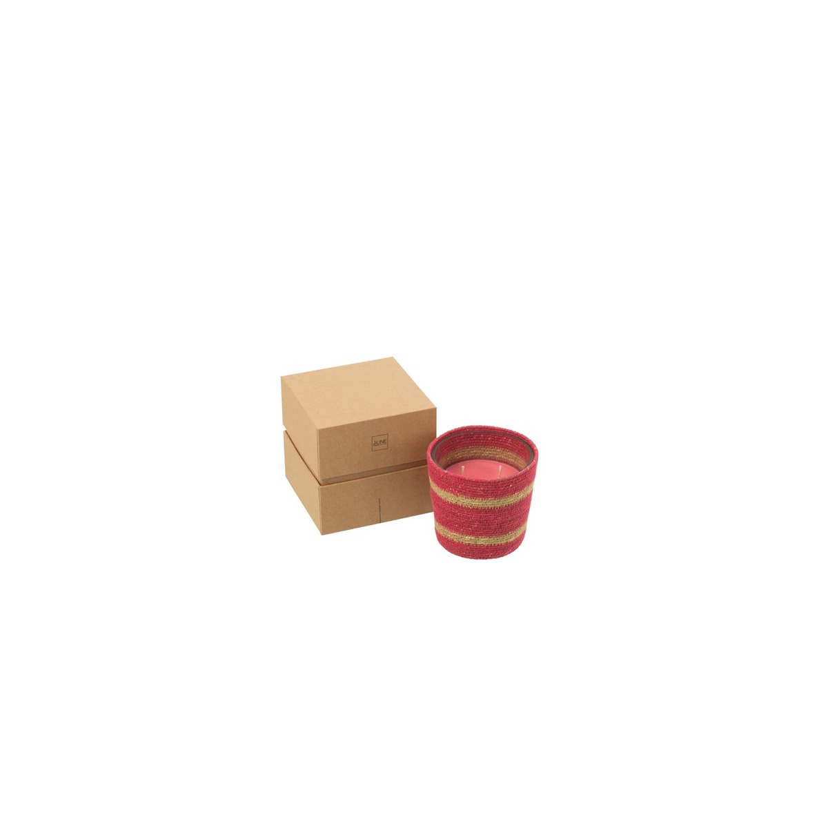 I134159 Scented Candle Basket Wax Fuchia Small