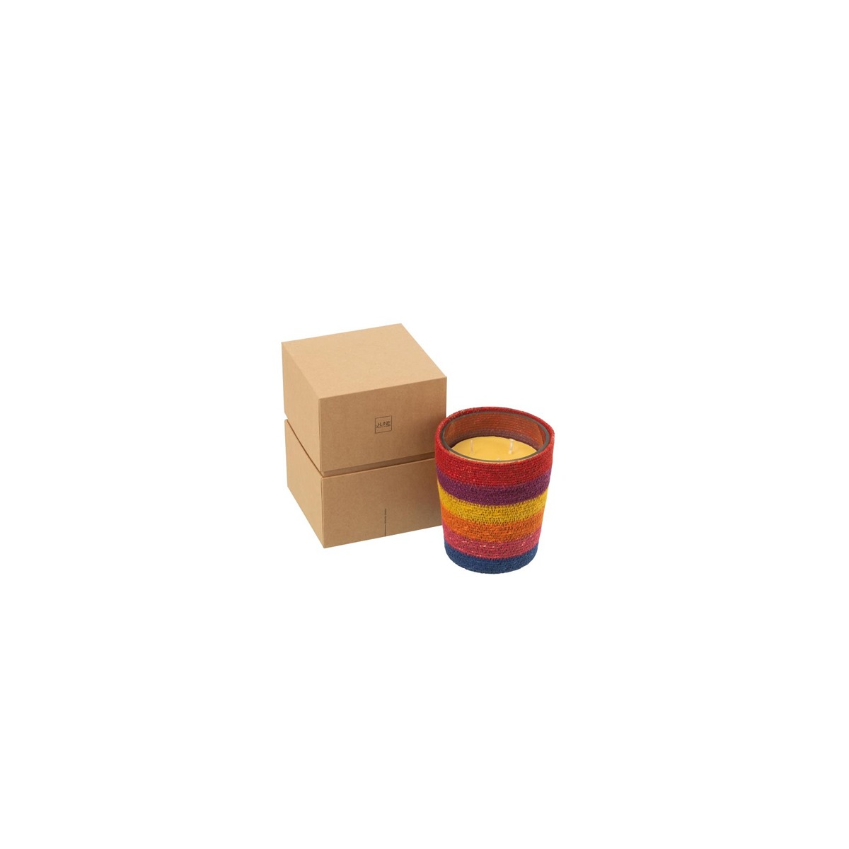 I134172 Scented Candle Basket Wax Rainbow Medium