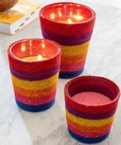 Scented Candle Basket Wax Rainbow Medium