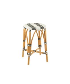 Stool Rattan Black/White Large
