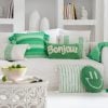 Cushion Smiley Tuft Green/White