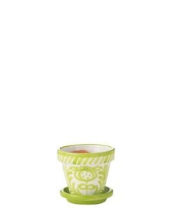 Flowerpot + Plate Granada Ceramic Green Extra Small