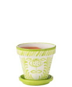Flowerpot + Plate Granada Ceramic Green Large