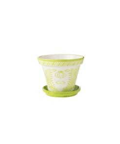 Flowerpot + Plate Granada Ceramic Green Medium