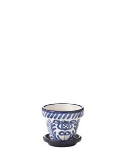 Flowerpot + Plate Granada Ceramic Blue Extra Small
