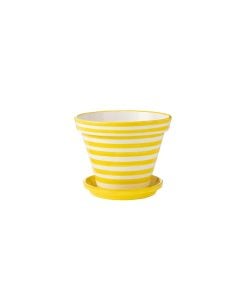 Flowerpot + Plate Granada Ceramic Yellow Small