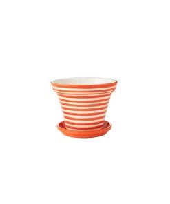 Flowerpot + Plate Granada Ceramic Orange Small