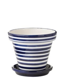 Flowerpot + Plate Granada Ceramic Blue Large