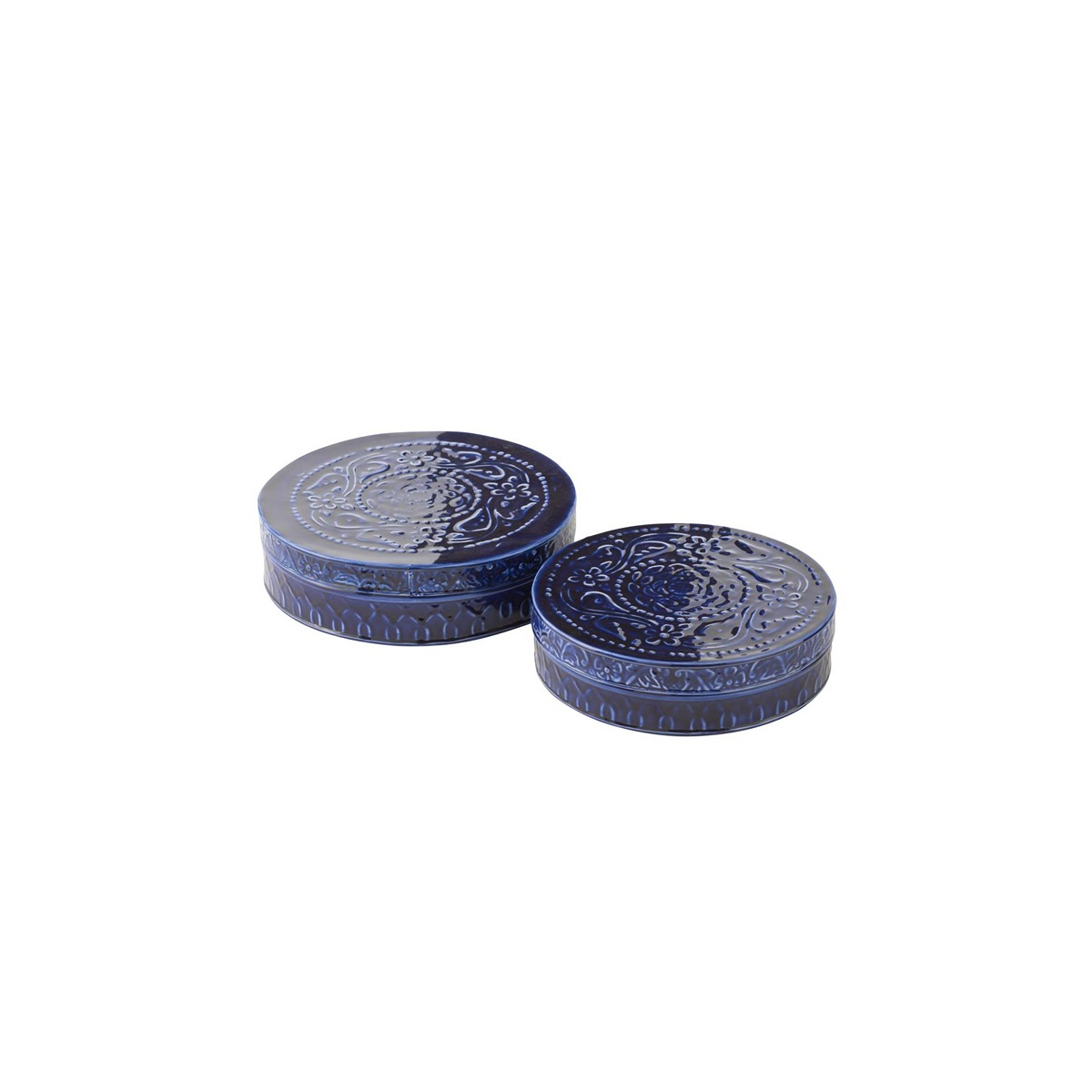 I134391 Set Of 2 Boxes Low Iron Blue