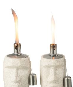 Moai Oil Lamp Cement Grey Assortment Of 2