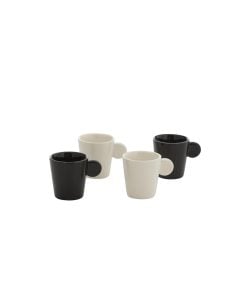 Box Of 4 Black/White Ceramic Handle Coffee Cups