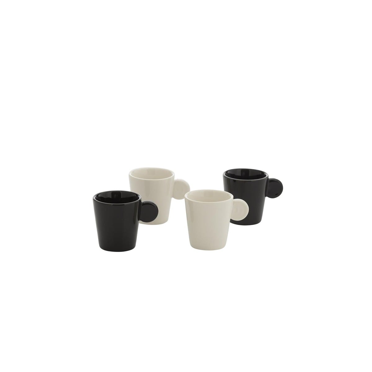 I134426 Box Of 4 Black/White Ceramic Handle Coffee Cups
