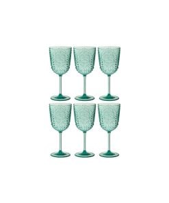 Box Of 6 Wine Glass Pl Aqua Blue