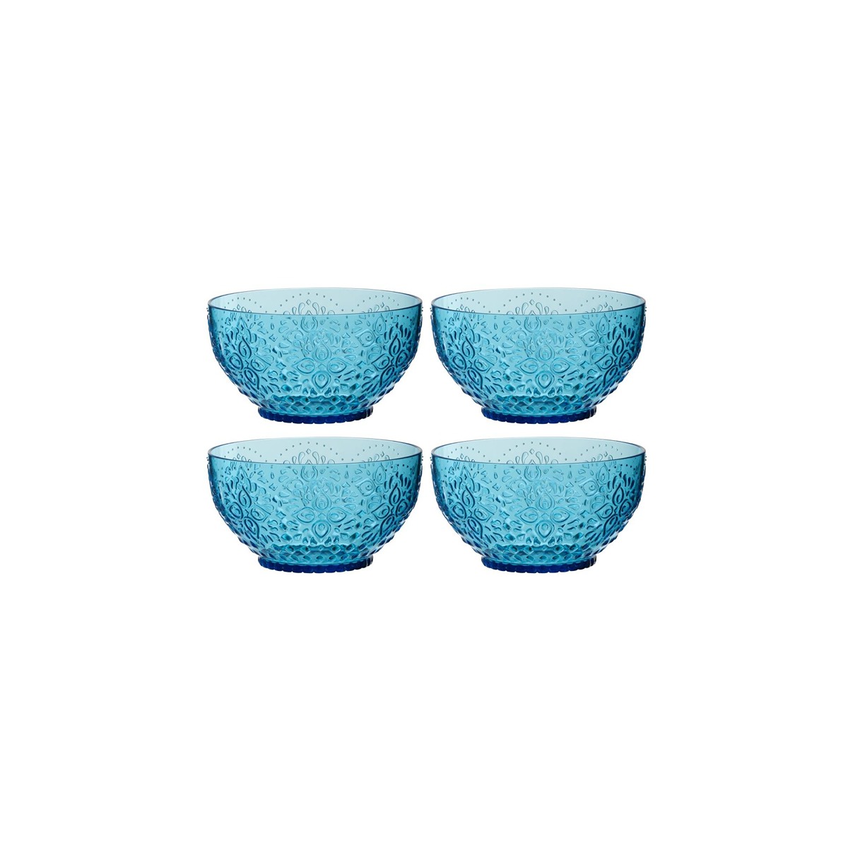 I134454 Box Of 4 Bowl Plastic Azure