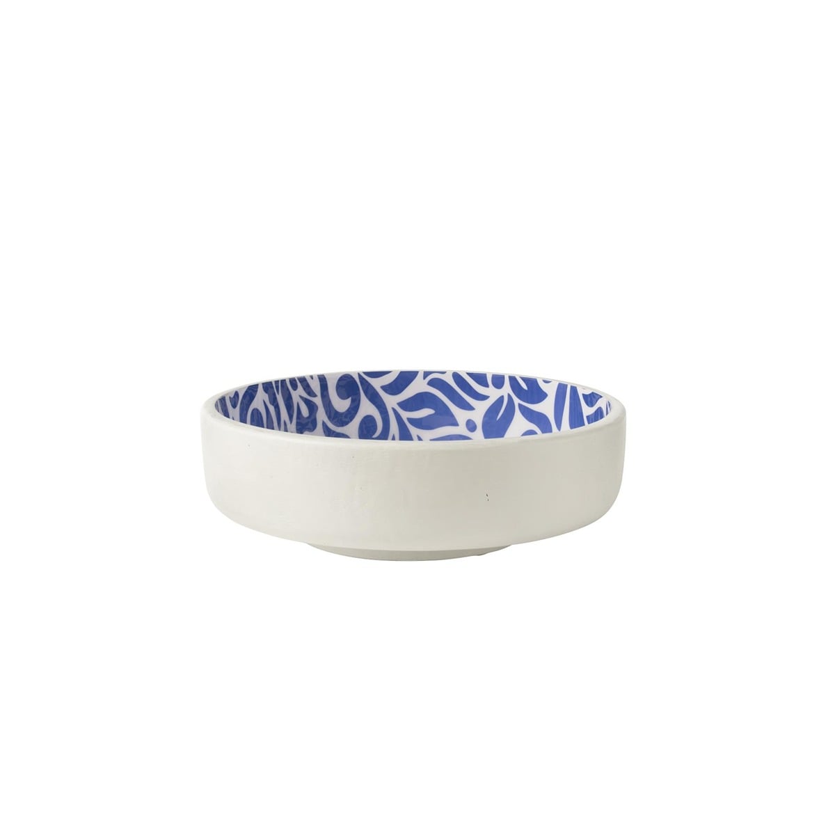 I134465 Salad Bowl Floral Mango Wood Blue/White