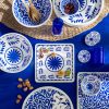 Rectangular Platter Mango Wood Blue/White Assortment Of 2