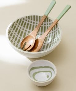 Set Of 2 Salad Server Mango Wood Green