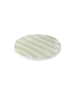 Turning Tray Round Mango Wood Green/White