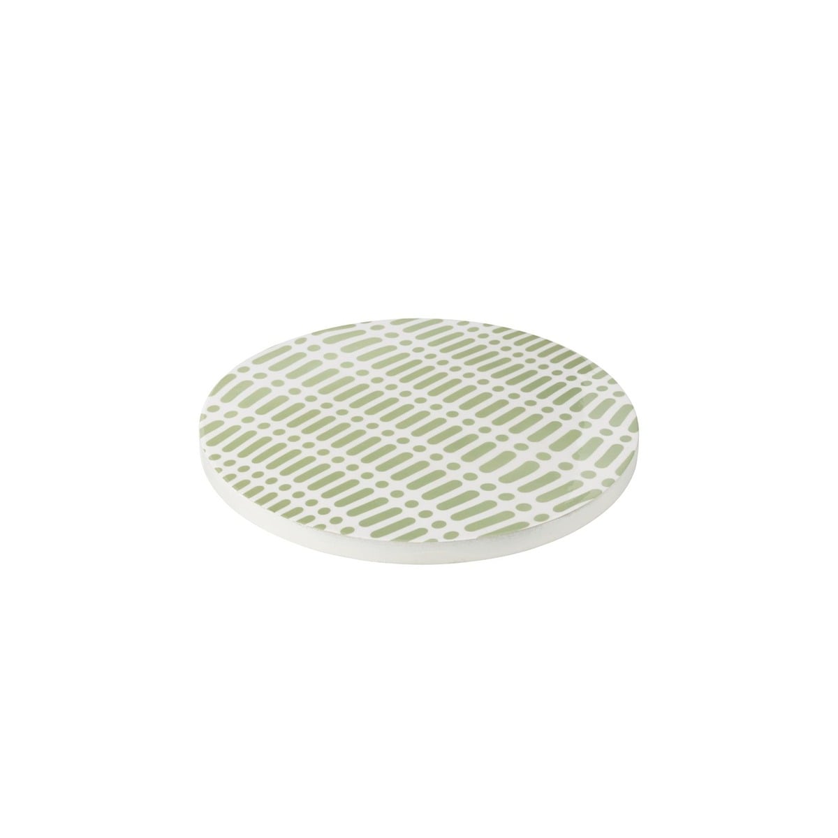 I134480 Turning Tray Round Mango Wood Green/White