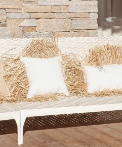 Mx Home White Rectangular Cushion Raffia Fringes