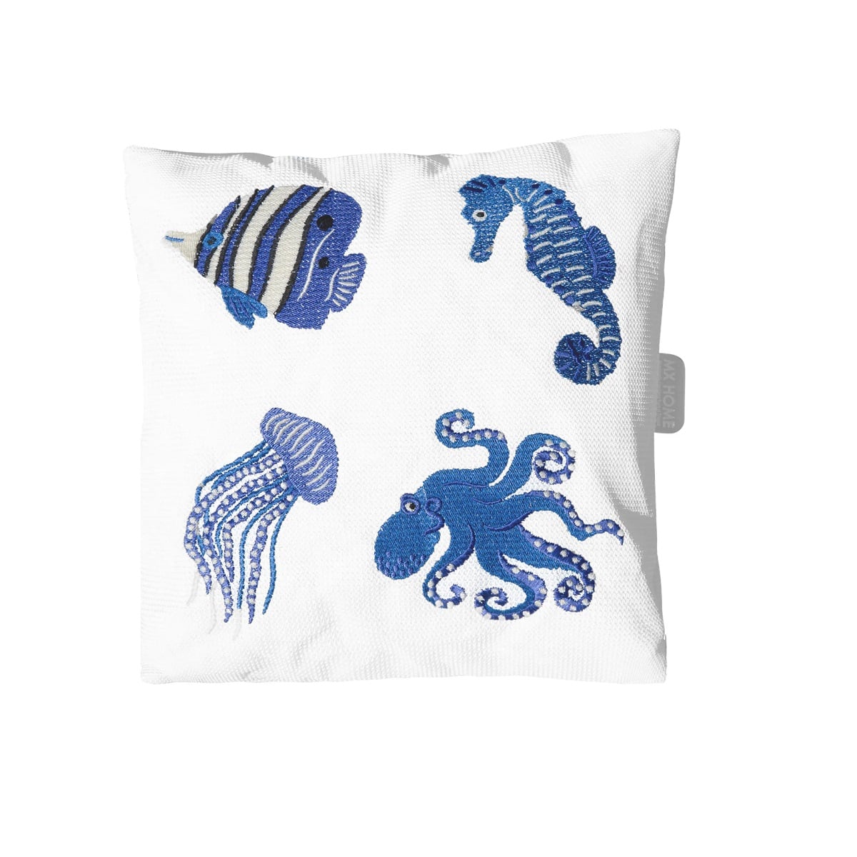I135124-1 Mx Home Blue Fish Embroidery Cushion
