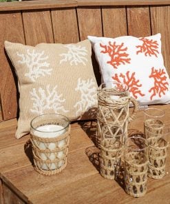 Mx Home Coral Embroidery Raffia Effect Cushion