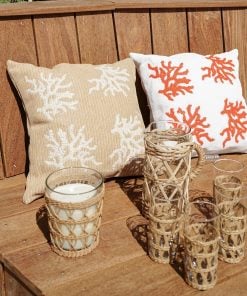 Mx Home White Coral Embroidery Cushion