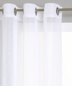 White Eyelet Striped Curtain