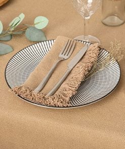 Set Of 2 Maha Fringed Napkins Beige