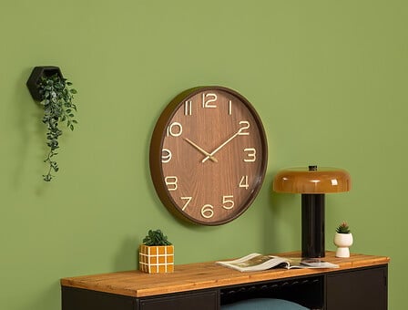 I135334 Wood Clock Ivana Dark Brown