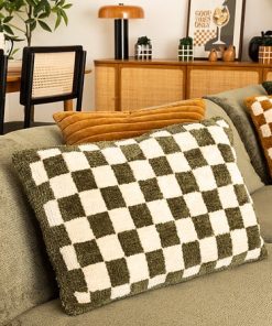 Family Corner Checkerboard Kaki Cushion