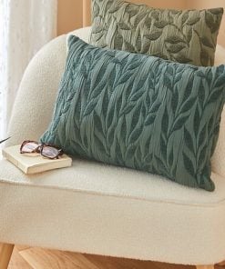 Letho Jacquard Cushion 38 X 58 Dark Green