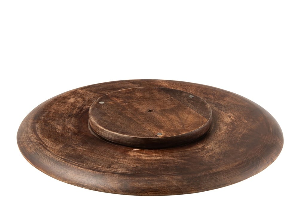 I134078-4 Dish Round Turn Mango Wood Brown
