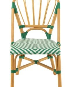 Dining Chair Rattan Dark Green/White Dining Chair Rattan Dark Green/White