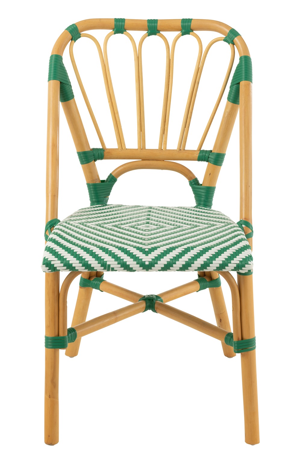 I135610-2 Dining Chair Rattan Dark Green/White