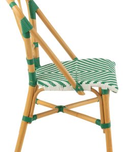 Dining Chair Rattan Dark Green/White Dining Chair Rattan Dark Green/White