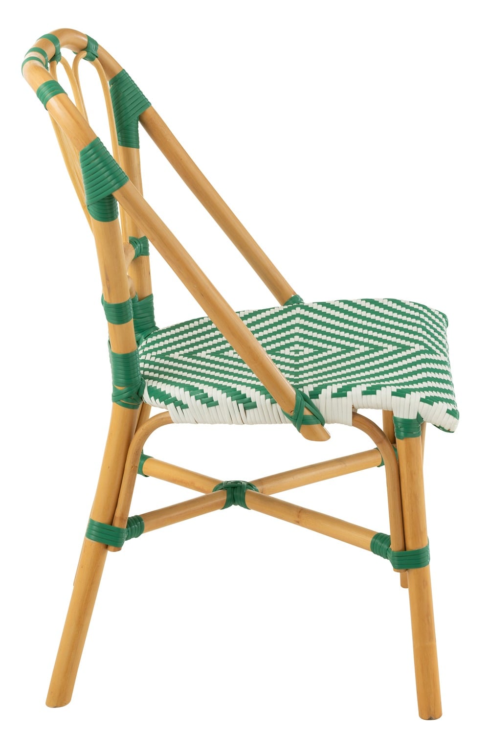 I135610-3 Dining Chair Rattan Dark Green/White