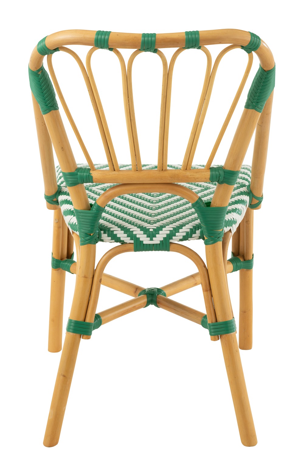 I135610-4 Dining Chair Rattan Dark Green/White