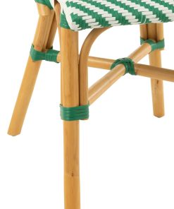 Dining Chair Rattan Dark Green/White Dining Chair Rattan Dark Green/White