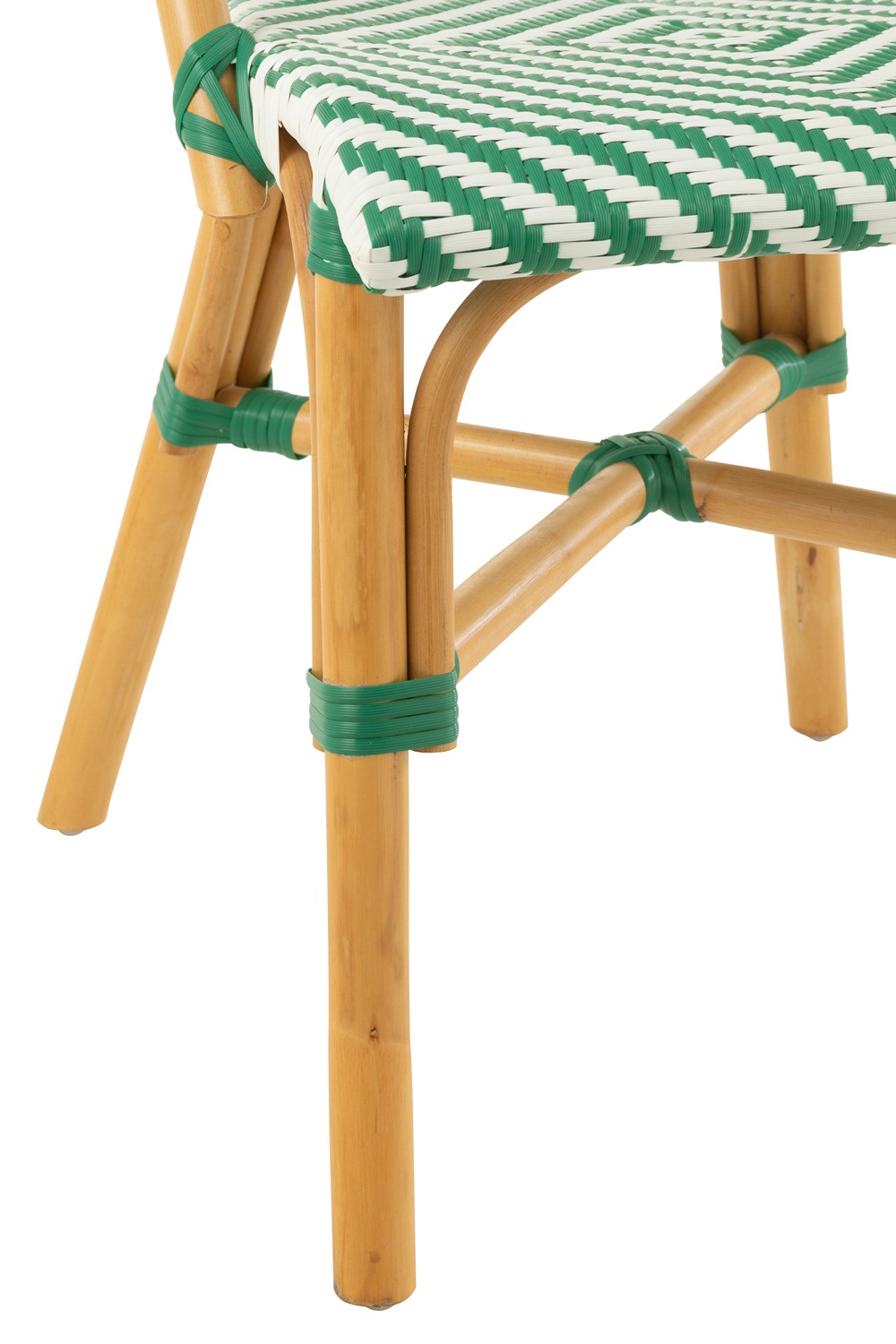 I135610-5 Dining Chair Rattan Dark Green/White