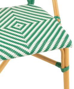 Dining Chair Rattan Dark Green/White Dining Chair Rattan Dark Green/White