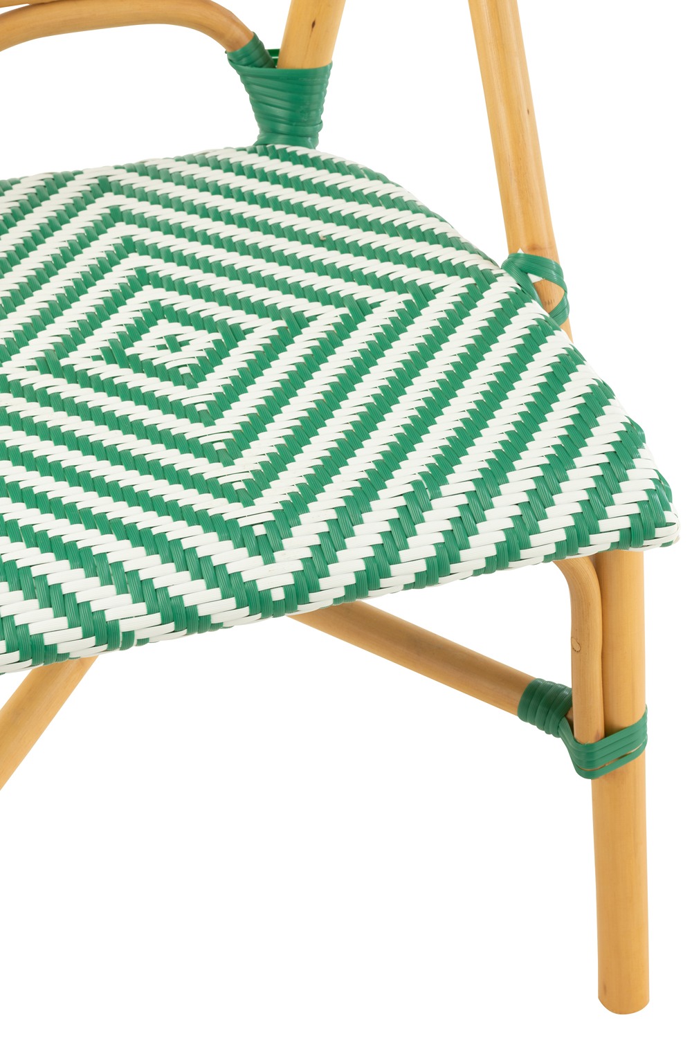 I135610-6 Dining Chair Rattan Dark Green/White