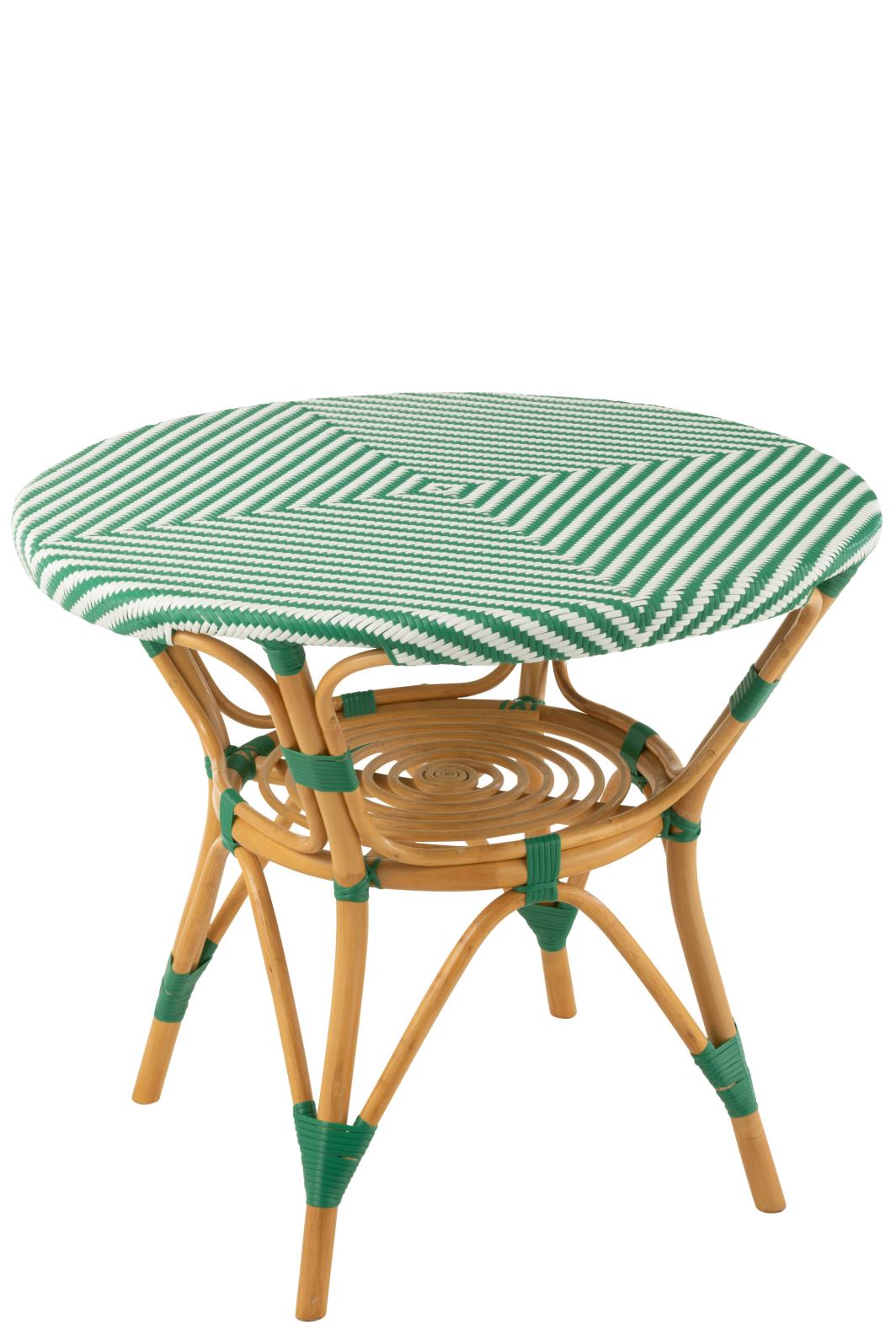 I135611 Dining Table Rattan Dark Green/White
