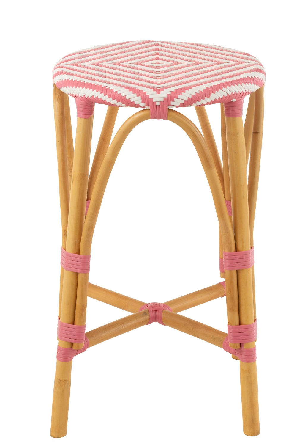 I135613-1 Stool Rattan Pink Large