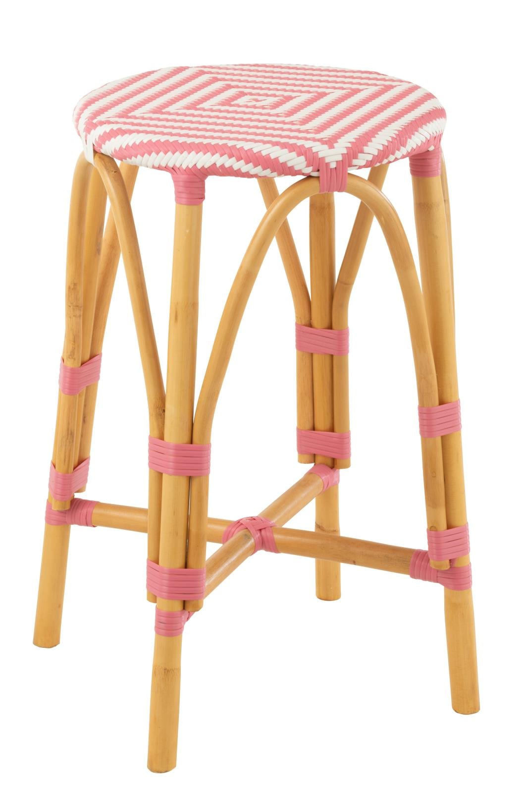 I135613 Stool Rattan Pink Large