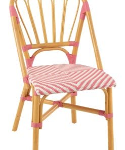 Dining Chair Rattan Pink/White