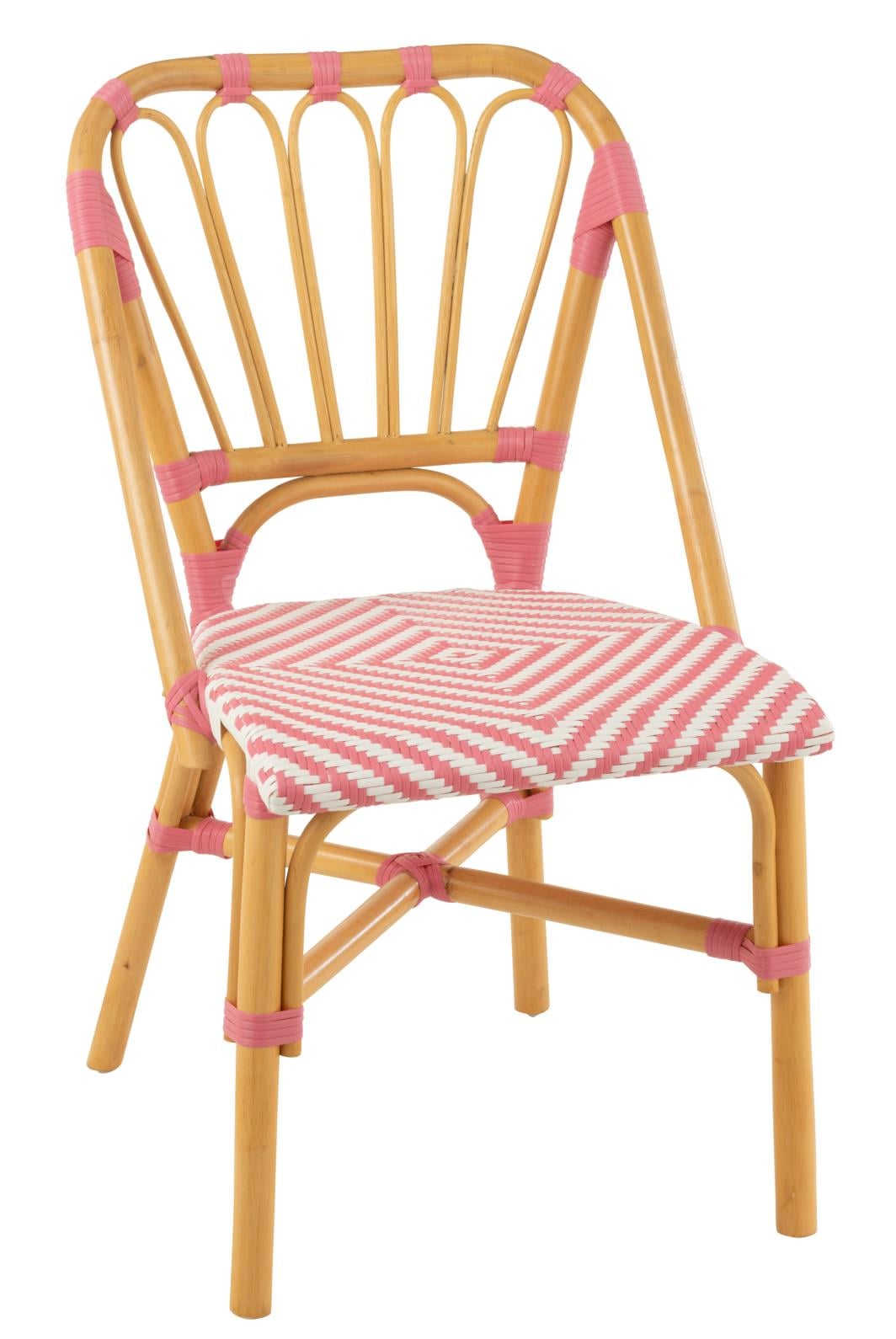 I135614 Dining Chair Rattan Pink/White