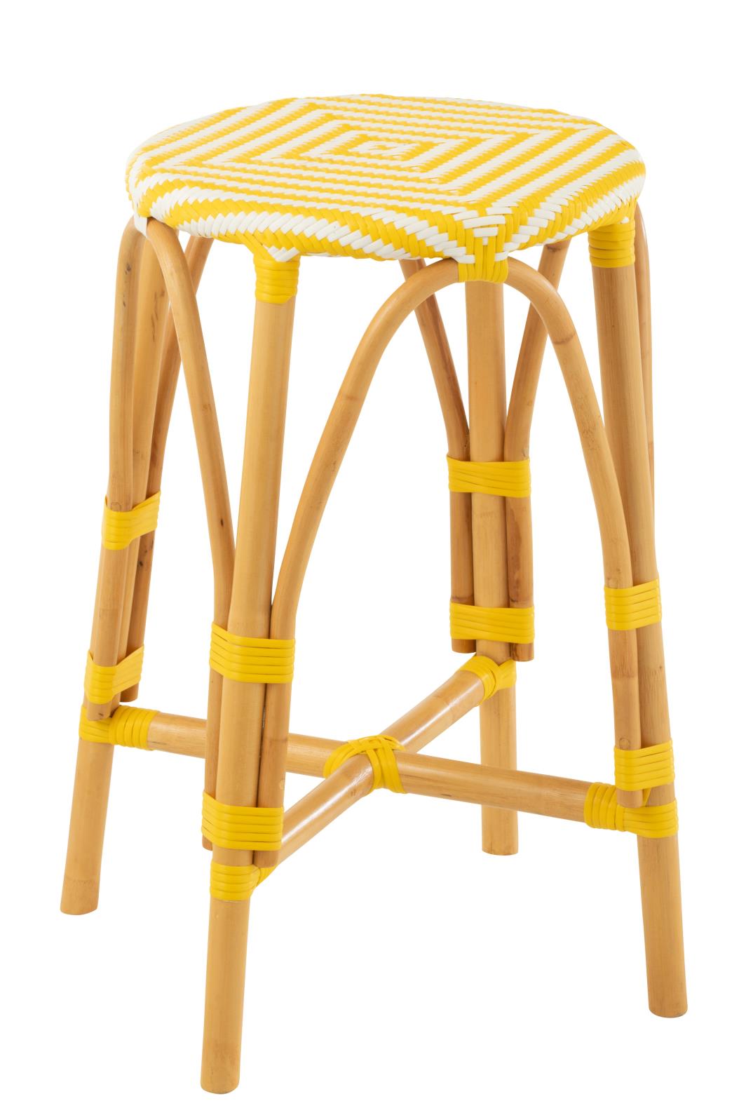 I135617-1 Stool Rattan Yellow/White Large