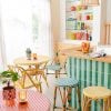 Stool Rattan Yellow/White Large